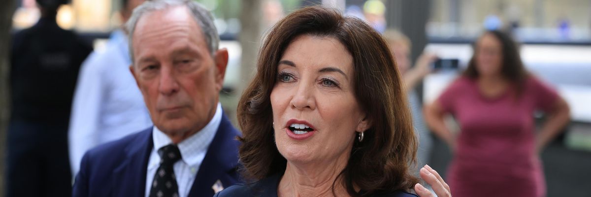 New York Gov. Kathy Hochul and former New York City Mayor Mike Bloomberg