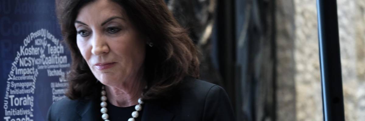 New York Gov. Kathy Hochul attends a conference