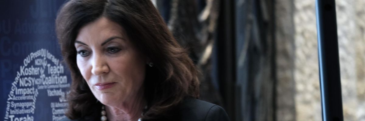 New York Gov. Kathy Hochul attends a conference