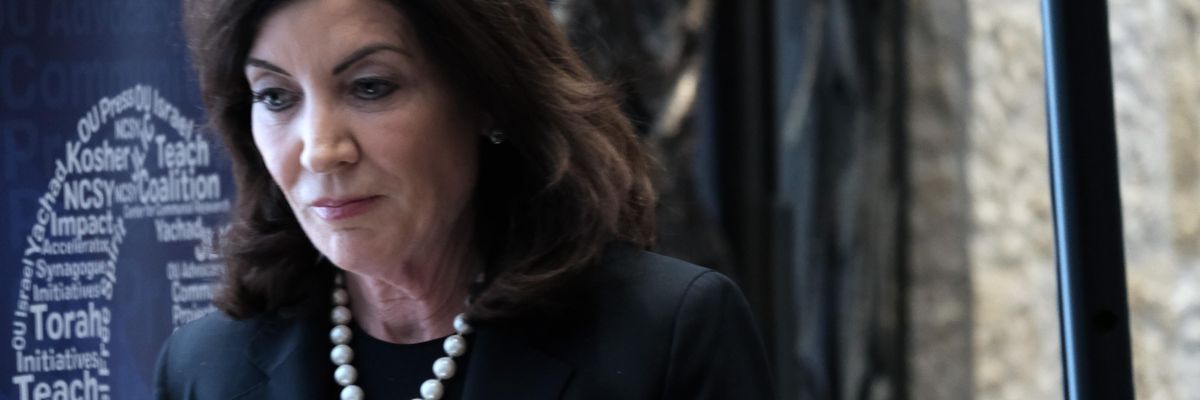 New York Gov. Kathy Hochul attends a conference