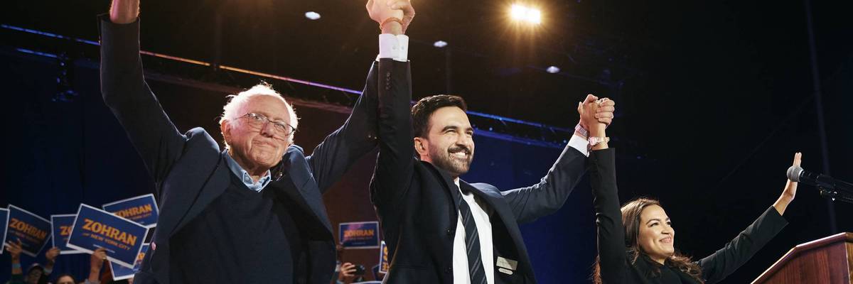 New York Mayoral Candidate Zohran Mamdani Holds Election Rally With Bernie Sanders And Alexandria Ocasio-Cortez