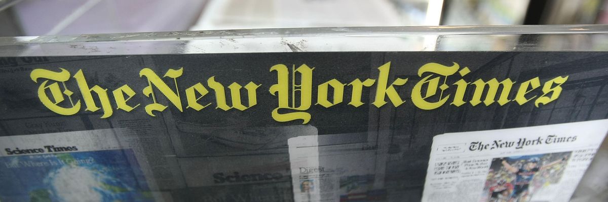 New York Times logo in city subway