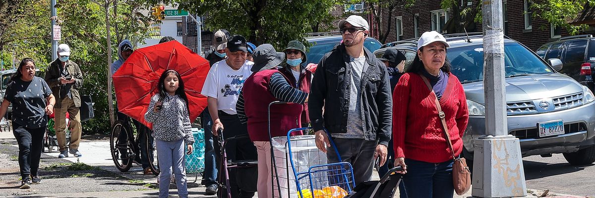 New Yorkers facing food insecurity wait in line