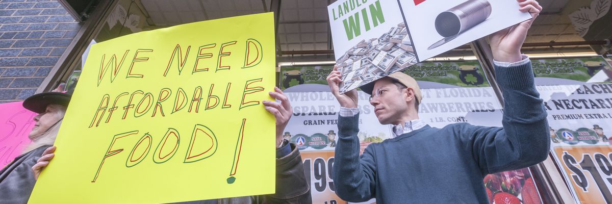 New Yorkers protest supermarket closure.