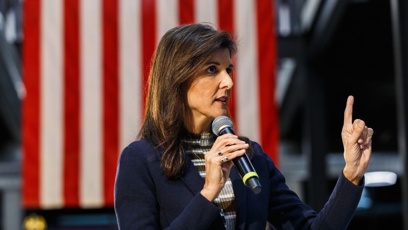Nikki Haley speaks during a town hall in Urbandale, Iowa