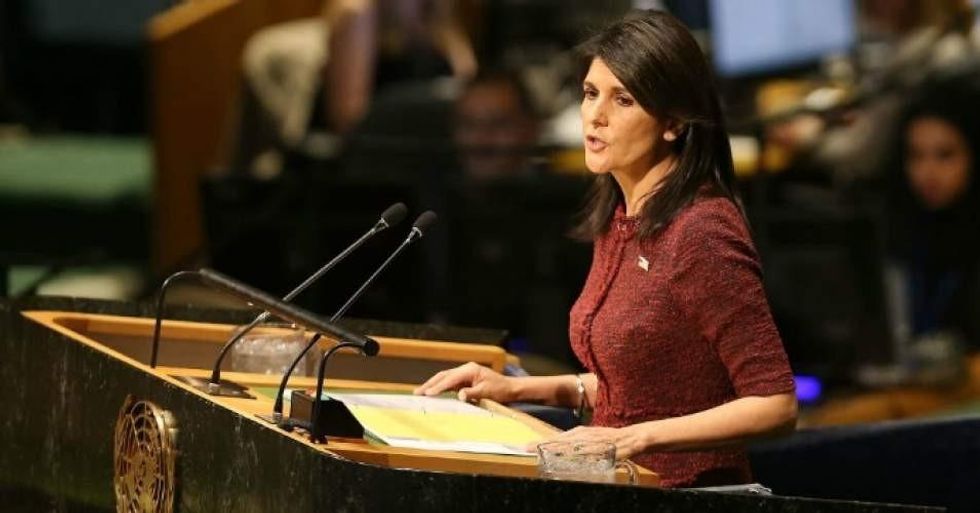 Nikki Haley, United States Ambassador to the United Nations, speaks on the floor of the General Assembly on December 21, 2017 in New York City. (Photo: Spencer Platt/Getty Images)
