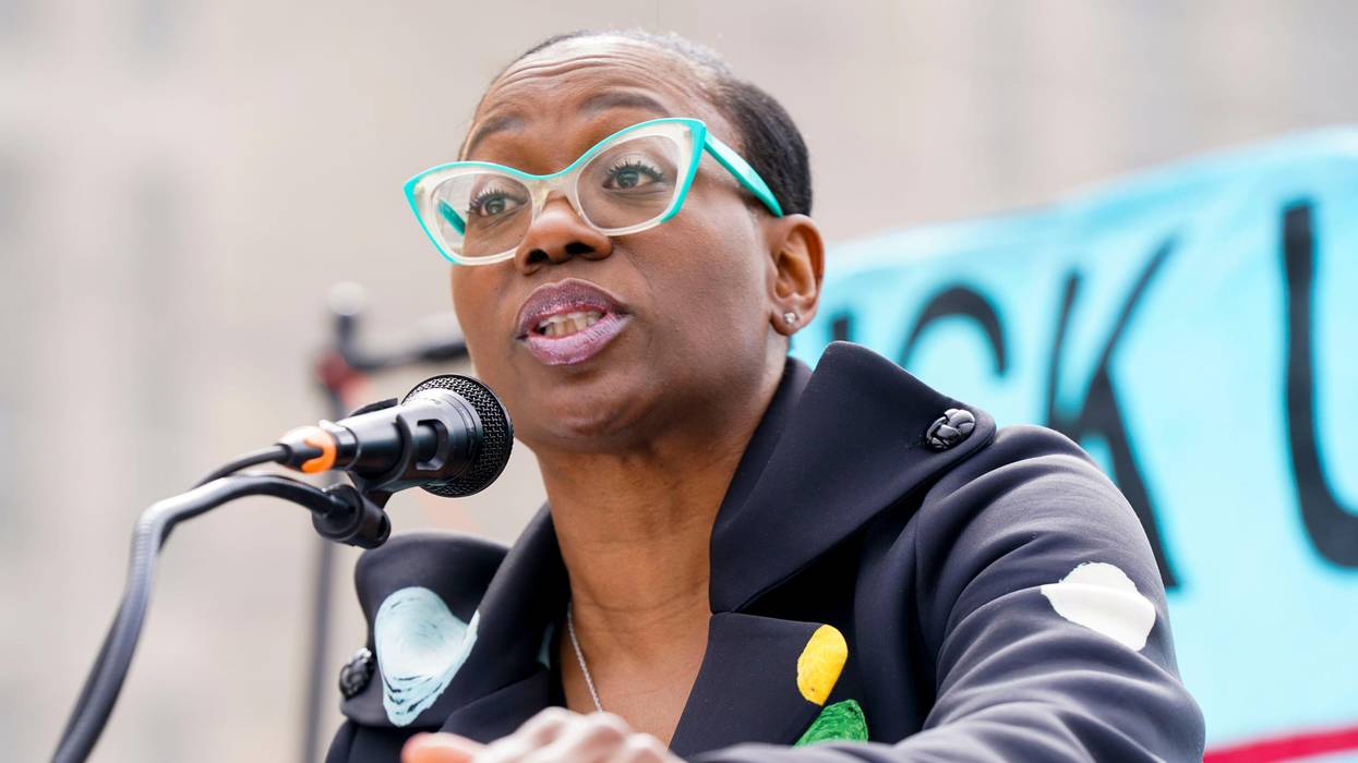 Nina Turner speaks at a rally