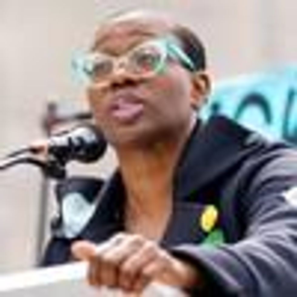 Nina Turner speaks at a rally