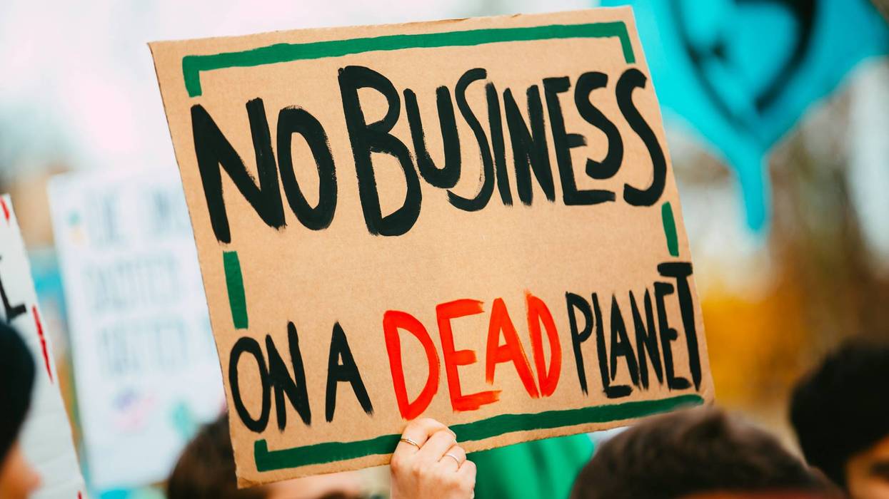 No business on a dead planet sign.