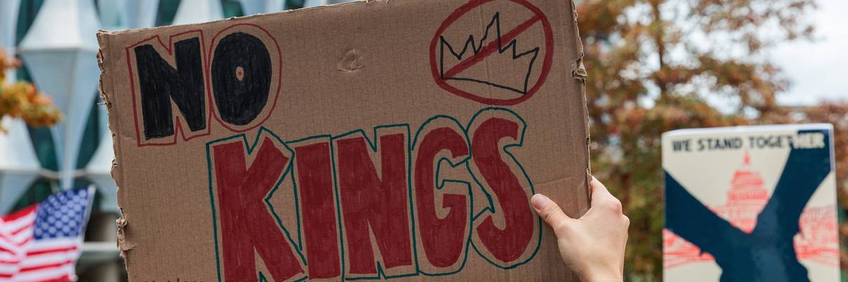 No Tyrants No Kings Event Outside US Embassy London