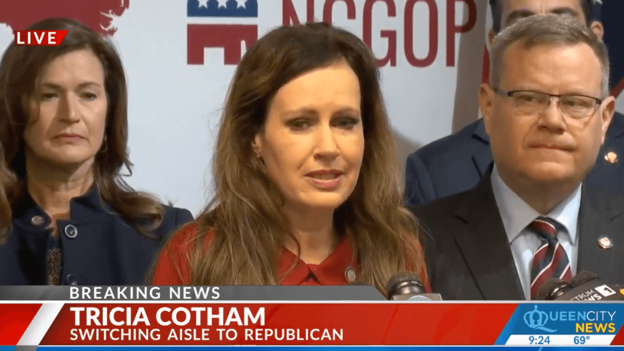 North Carolina State Rep. Tricia Cotham speaks at a press conference