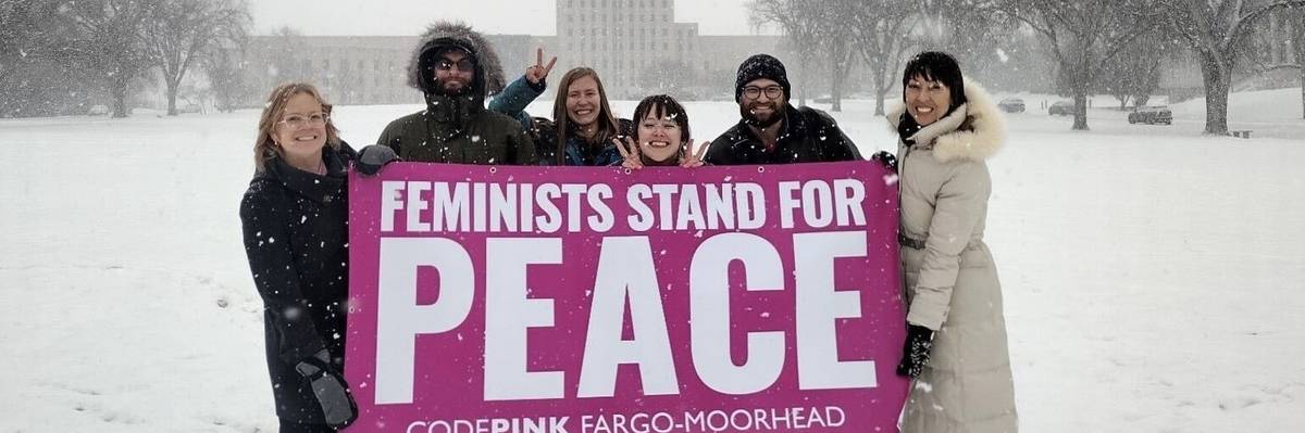 North Dakota CODEPINK members pose in Bismarck.