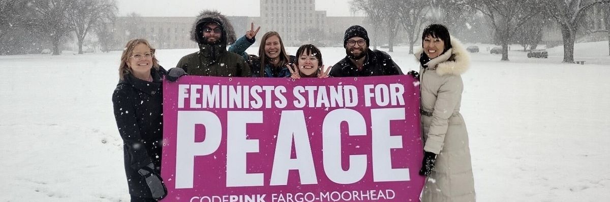 North Dakota CODEPINK members pose in Bismarck.