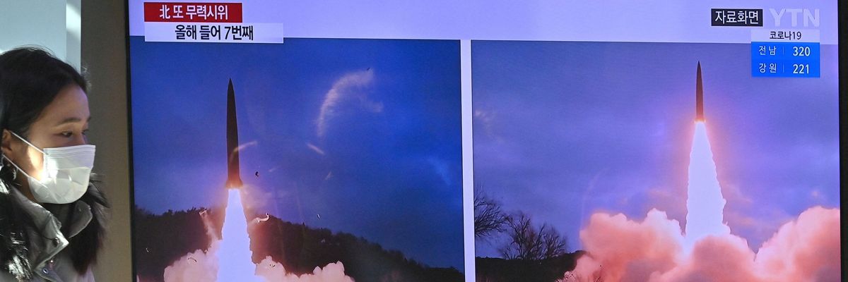 North Korean missile test on television