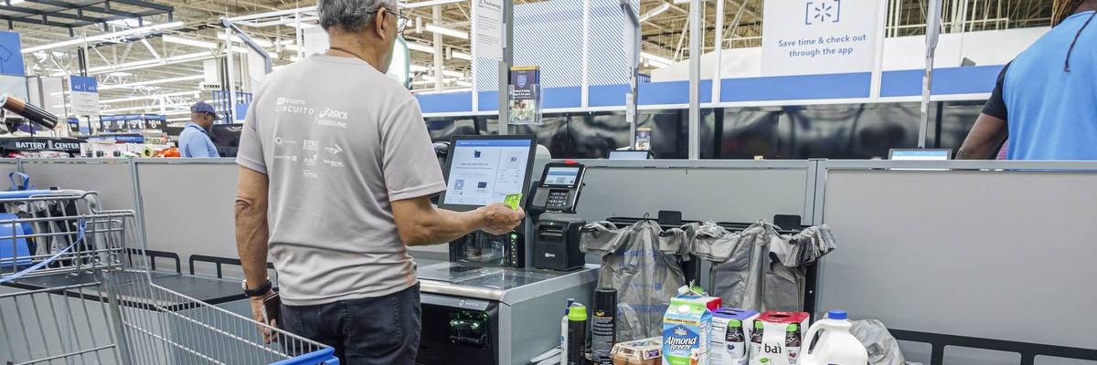 North Miami Beach, Florida, Walmart customer using Self Checkout