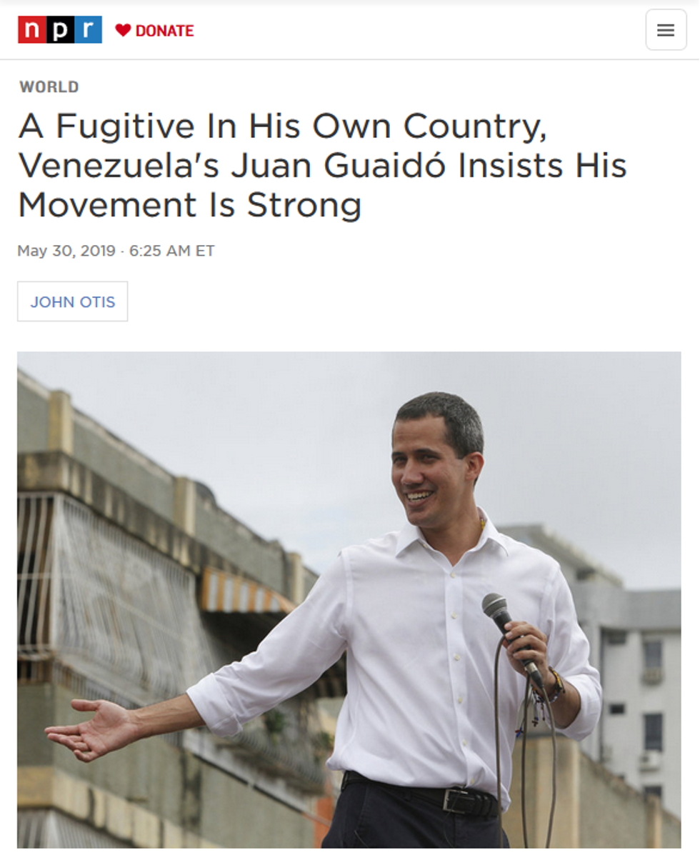 NPR: A Fugitive In His Own Country, Venezuela's Juan Guaido Insists His Movement Is Strong