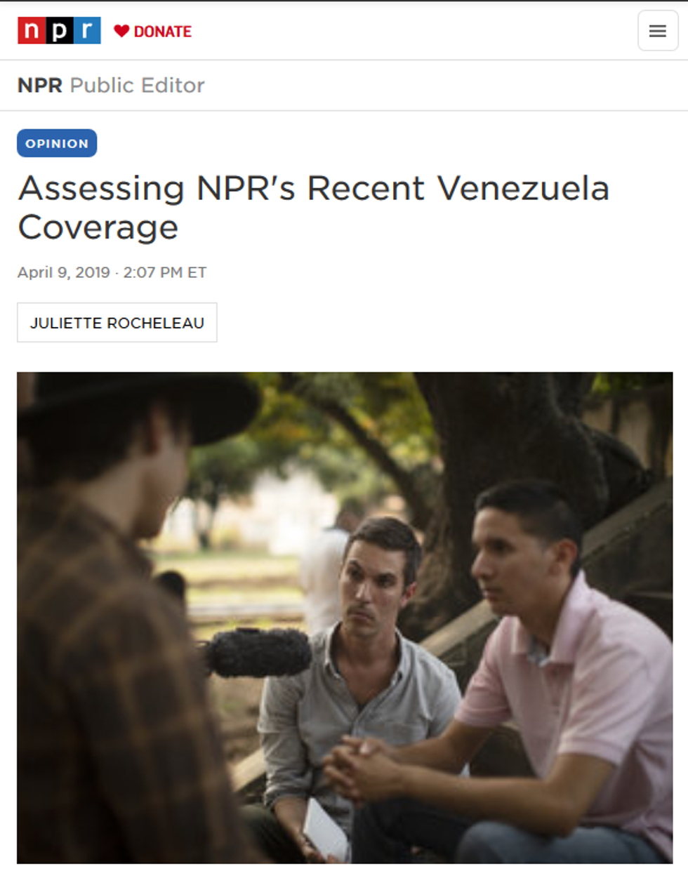 NPR: Assessing NPR's Recent Venezuela Coverage