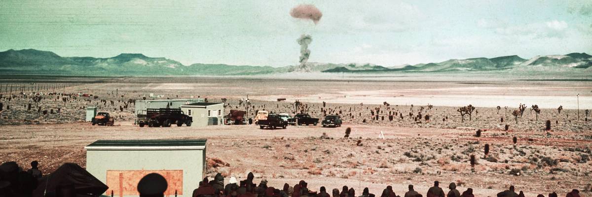 Nuclear testing site at Yucca Flat on February 18, 1955