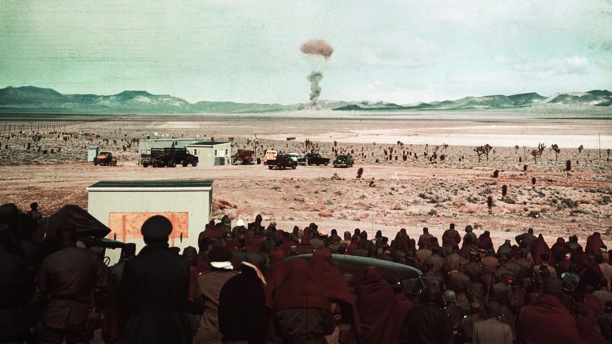 Nuclear testing site at Yucca Flat on February 18, 1955