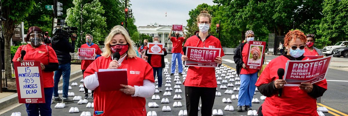 Nurses hold a protest in Washington, D.C.