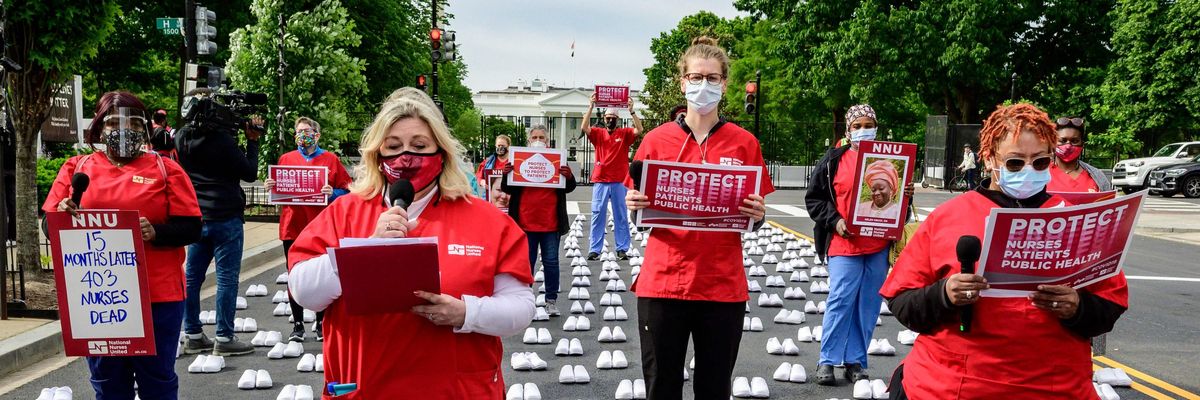 Nurses hold a protest in Washington, D.C.