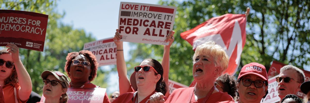 Nurses rally with lawmakers to show their support for Medicare for All