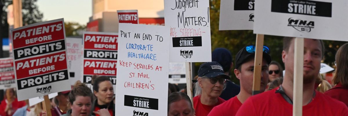 Nurses take part in a strike in Minnesota