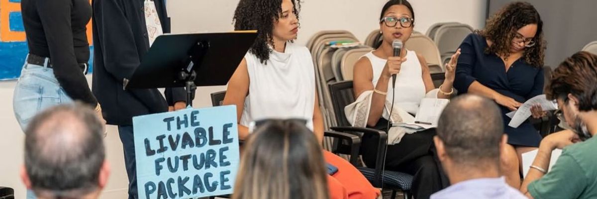 NY City Council members and youth at Livable Future Package event.