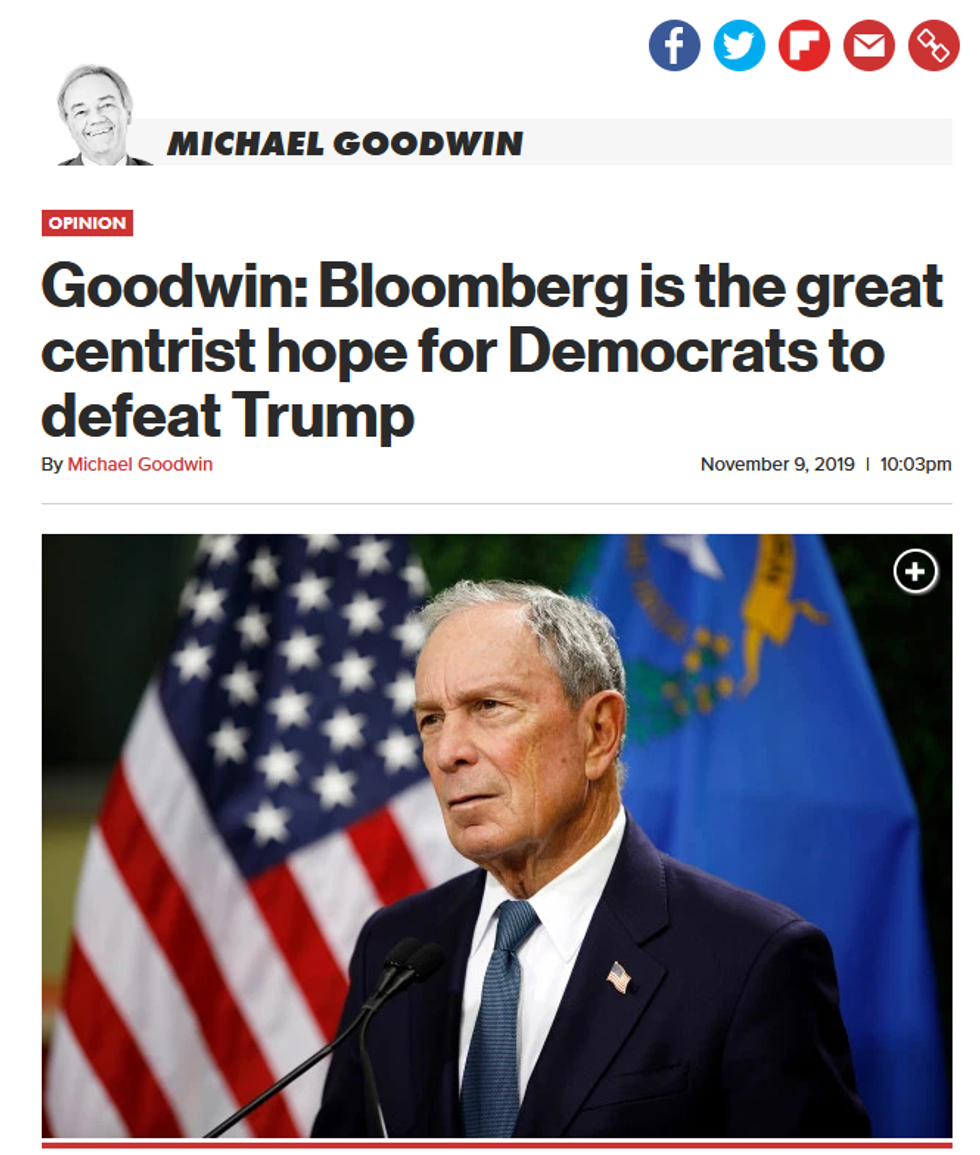 NY Post: Bloomberg is the great centrist hope for Democrats to defeat Trump