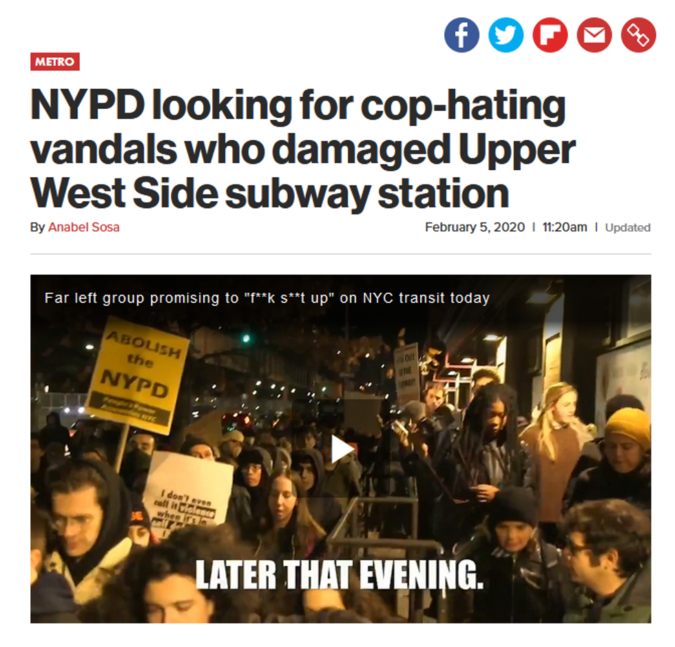 NY Post: NYPD looking for cop-hating vandals who damaged Upper West Side subway station