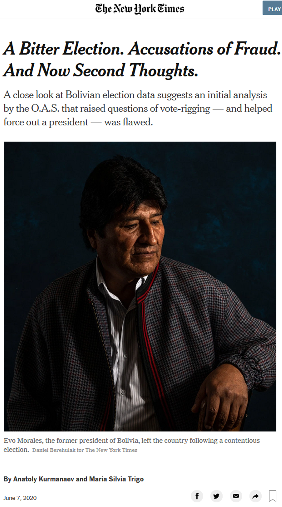 NYT: A Bitter Election. Accusations of Fraud. And Now Second Thoughts.