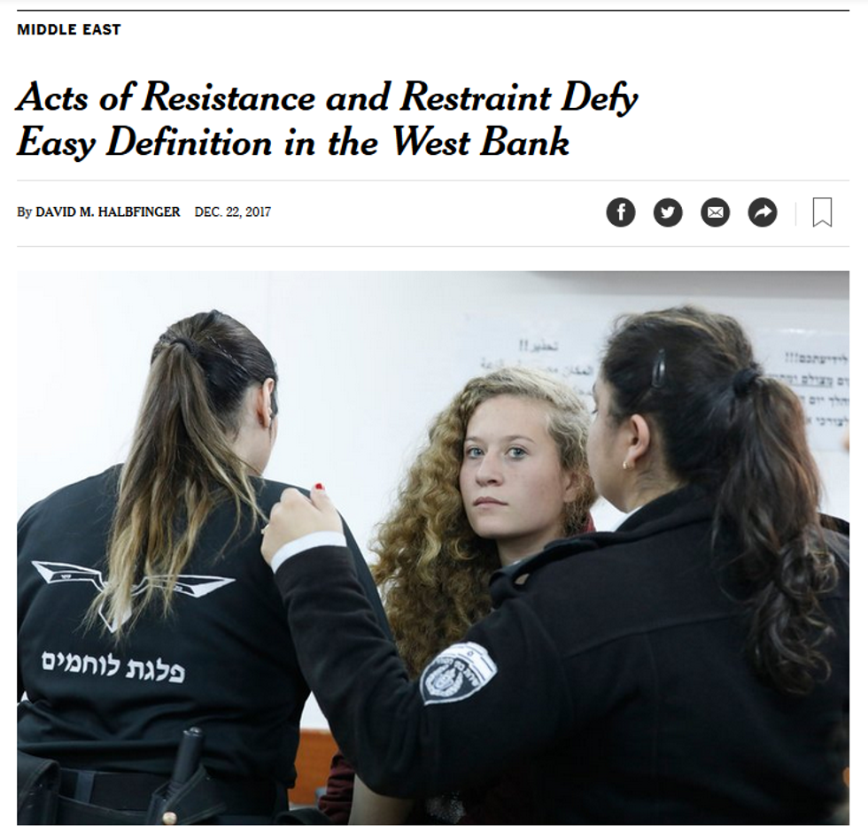NYT: Acts of Resistance and Restraint Defy Easy Definition in the West Bank