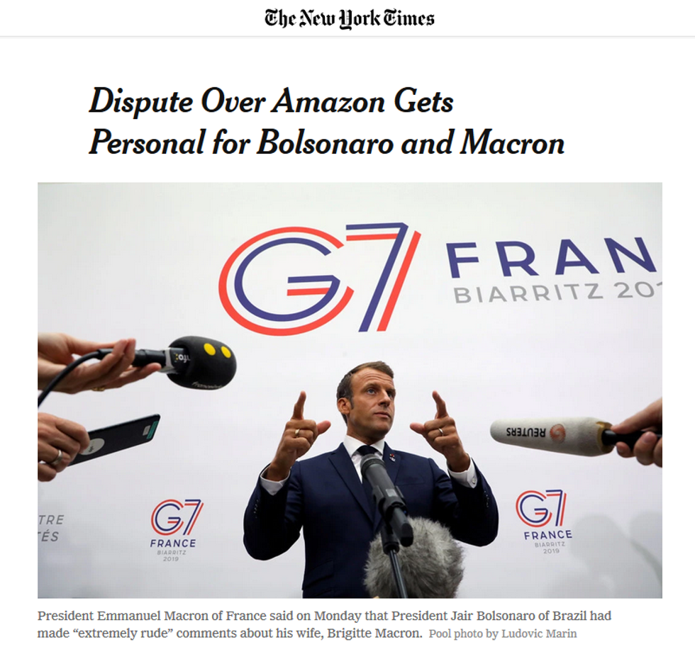 NYT: Dispute Over Amazon Gets Personal for Bolsonaro and Macron