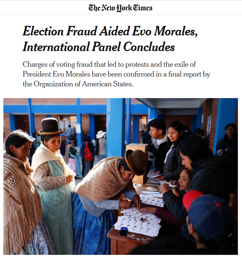 NYT: Election Fraud Aided Evo Morales, International Panel Concludes