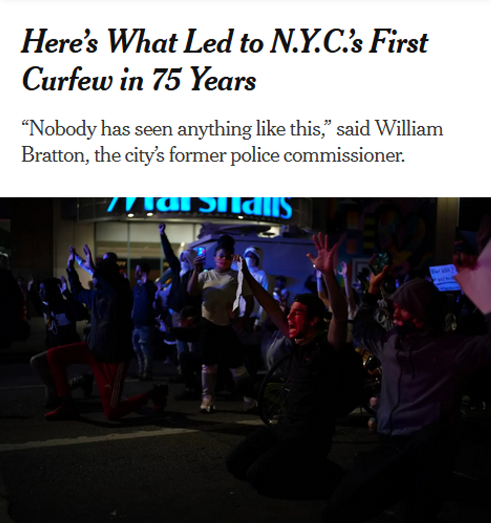 NYT: Here's What Led to NYC's First Curfew in 75 Years
