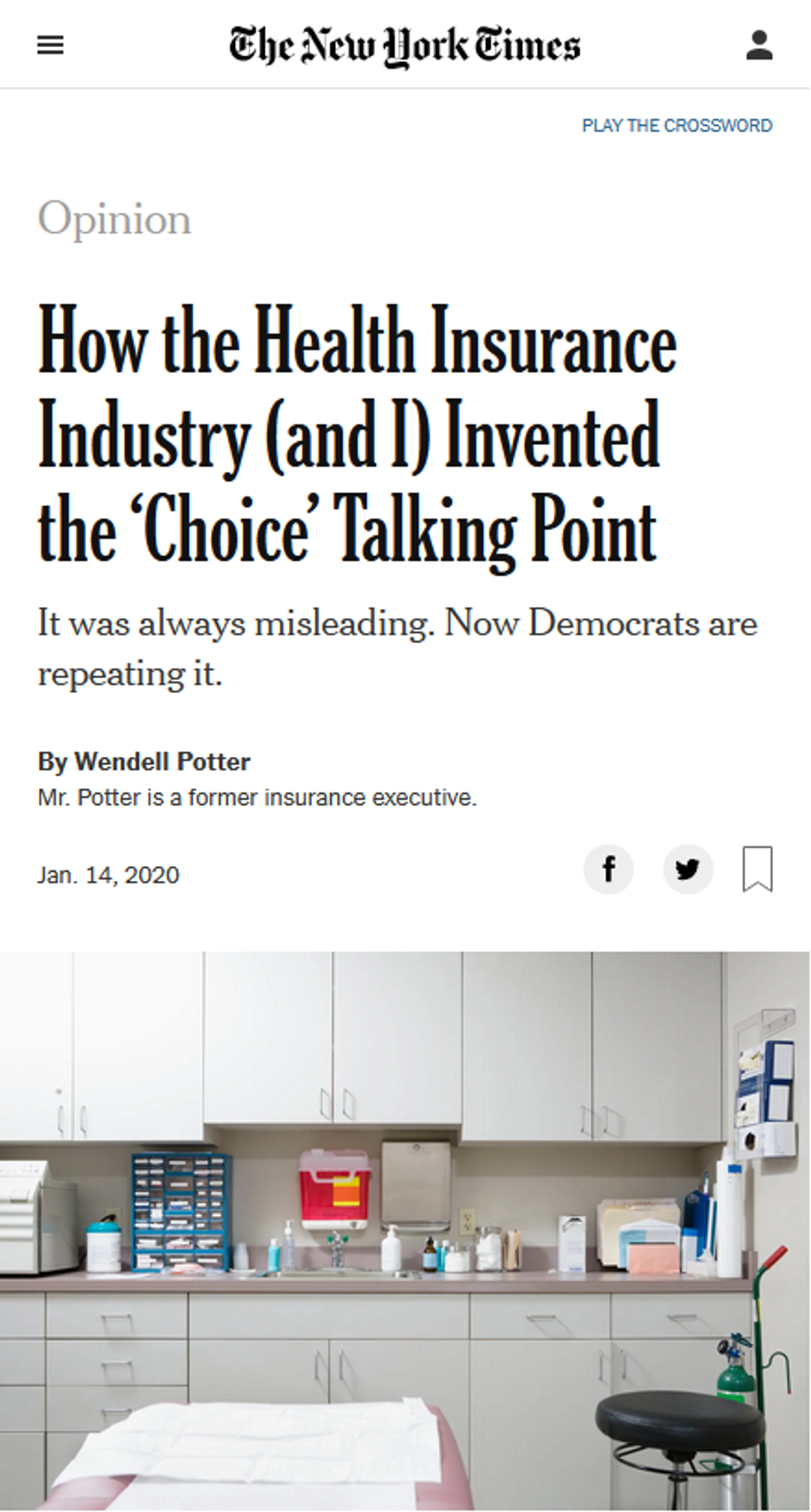 NYT: How the Health Insurance Industry (and I) Invented the 'Choice' Talking Point