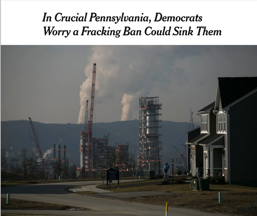 NYT: In Crucial Pennsylvania, Democrats Worry a Fracking Ban Could Sink Them