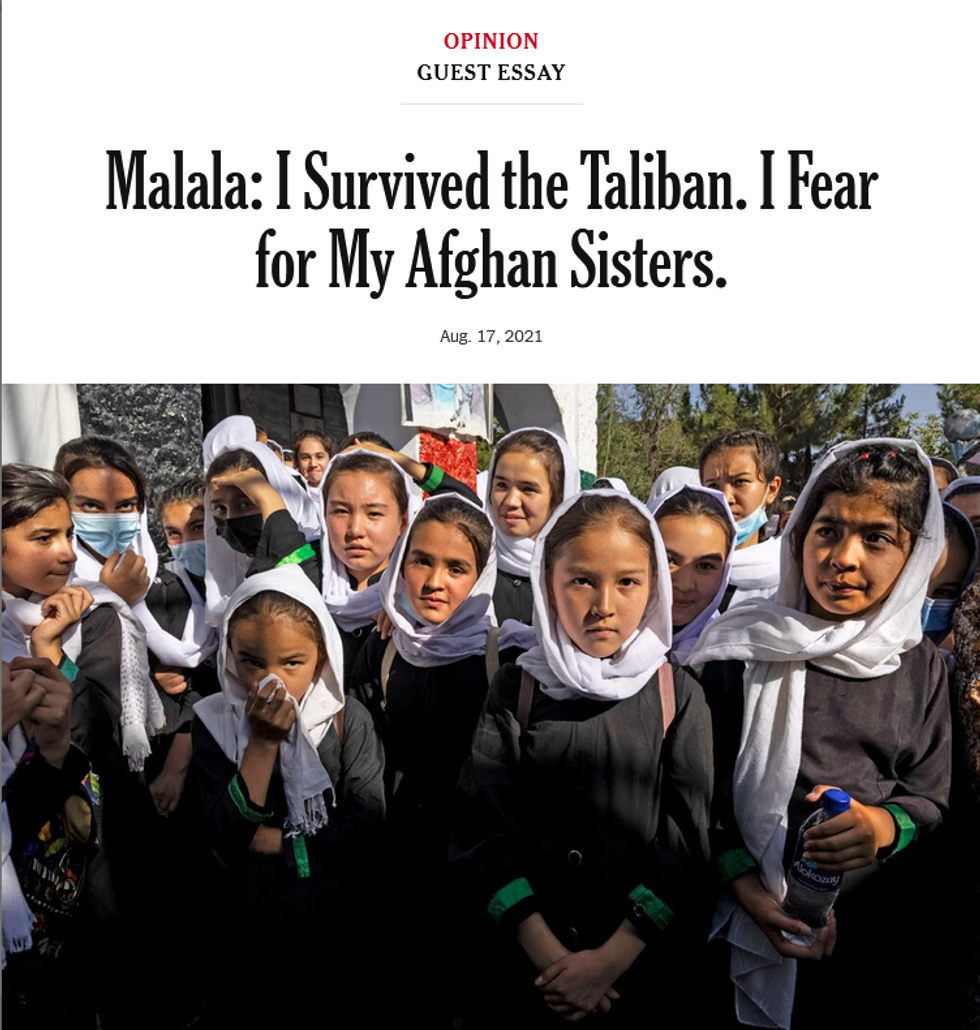 NYT: Malala: I Survived the Taliban. I Fear for My Afghan Sisters.
