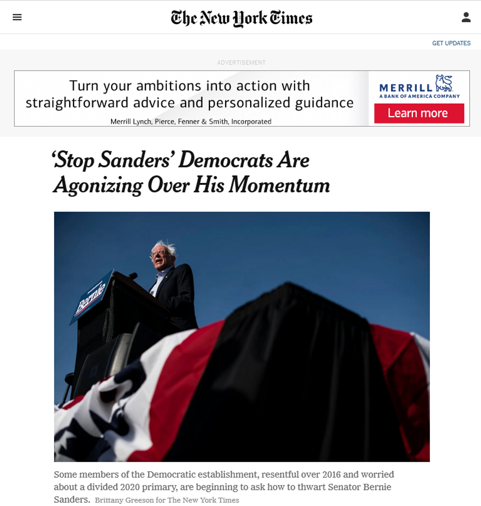 NYT: Stop Sanders Democrats Are Agonizing Over His Momentum
