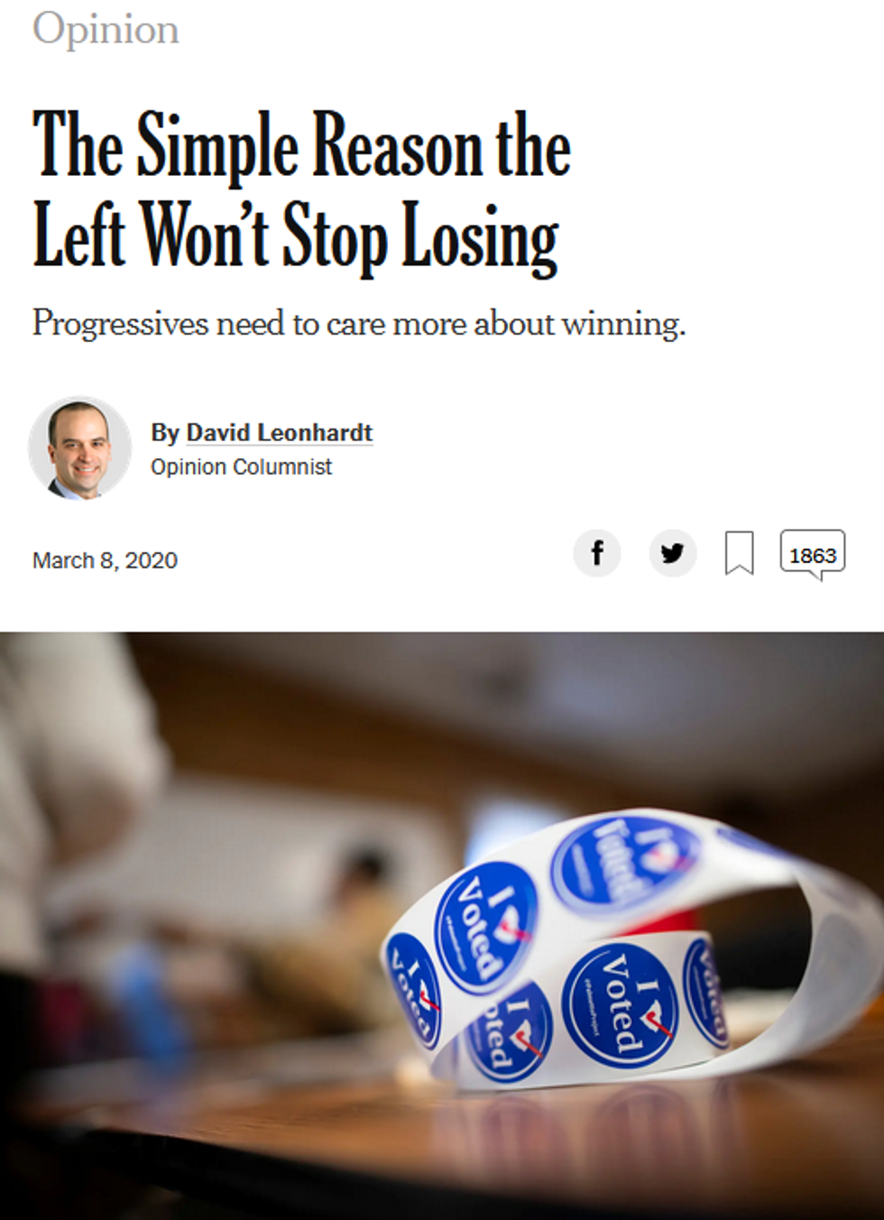 NYT: The Simple Reason the Left Won't Stop Losing