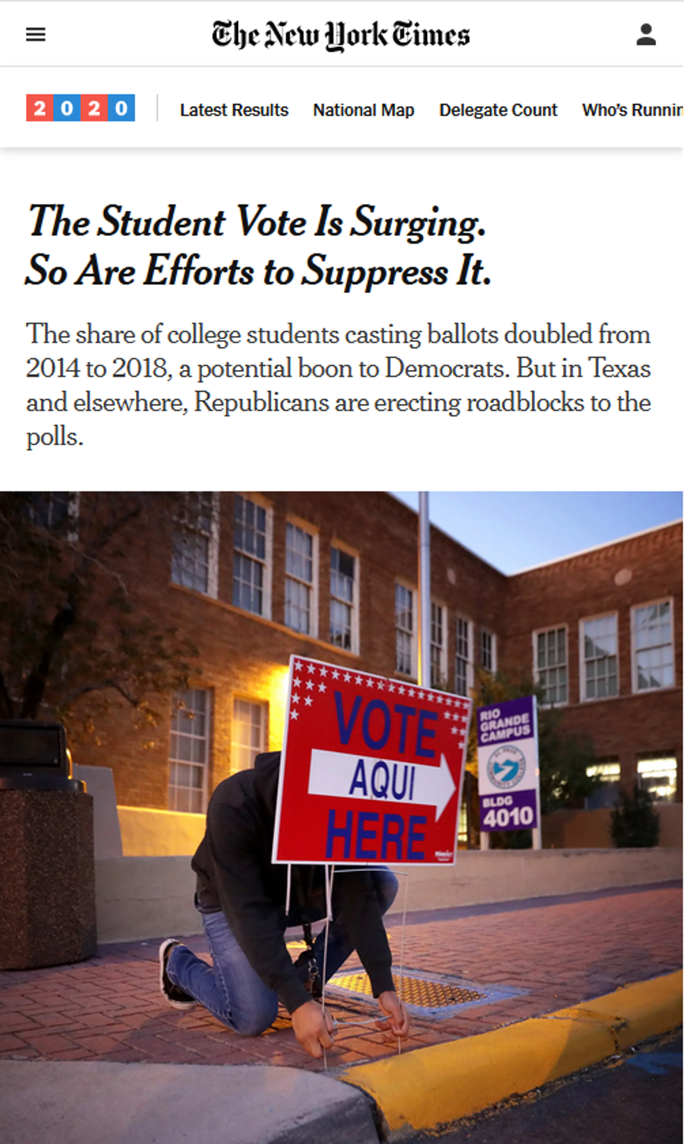 NYT: The Student Vote Is Surging. So Are Efforts to Suppress It.