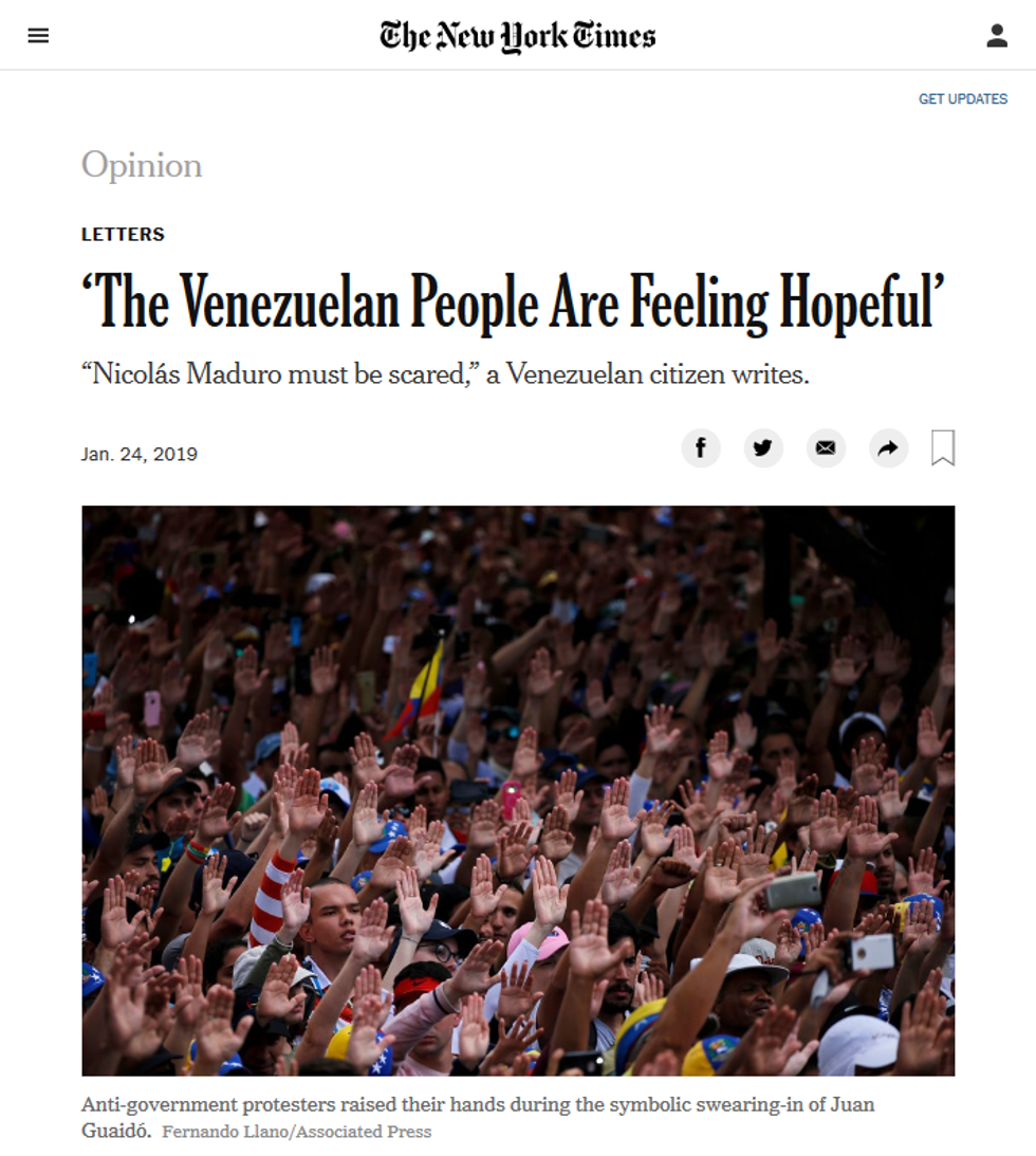 NYT: The Venezuelan People Are Feeling Hopeful