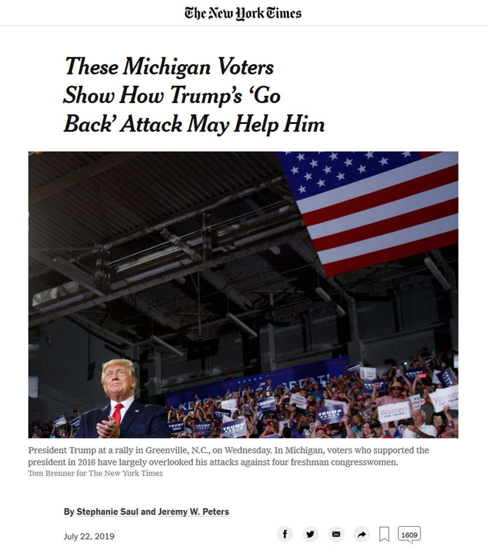 NYT: These Michigan Voters Show How Trump's 'Go Back' Attack May Help Him