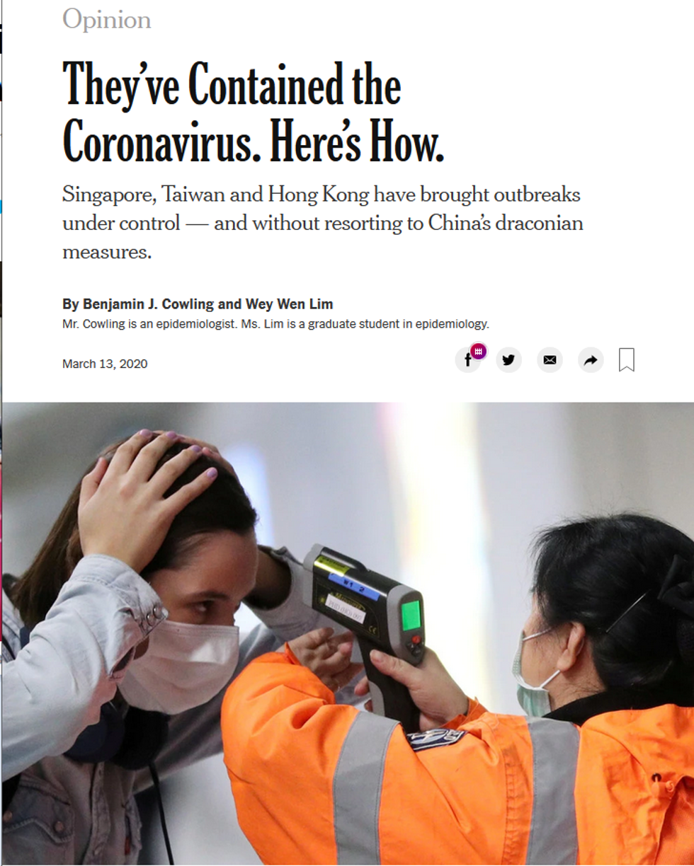 NYT: They've Contained the Coronavirus. Here's How