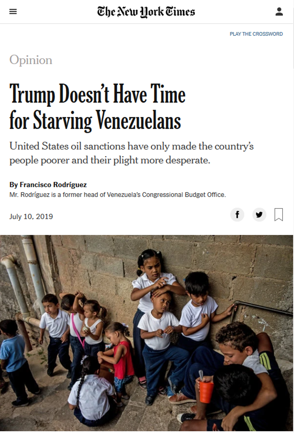 NYT: Trump Doesn't Have Time for Starving Venezuelans
