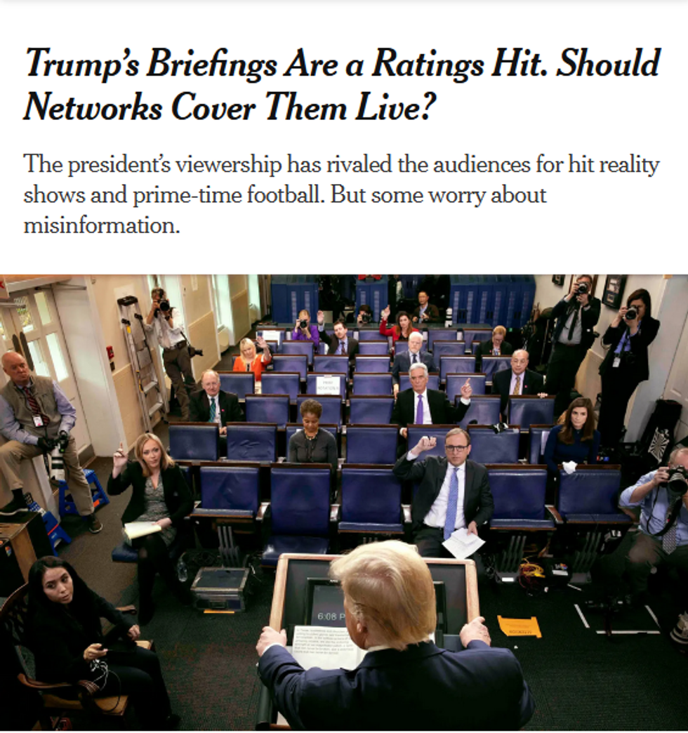 NYT: Trump's Briefings Are a Ratings Hit. Should Networks Cover Them Live?