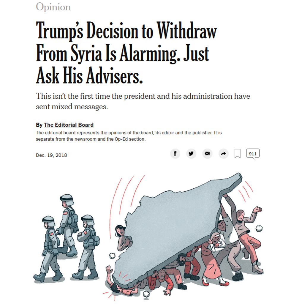 NYT: Trump's Decision to Withdraw From Syria Is Alarming. Just Ask His Advisers.