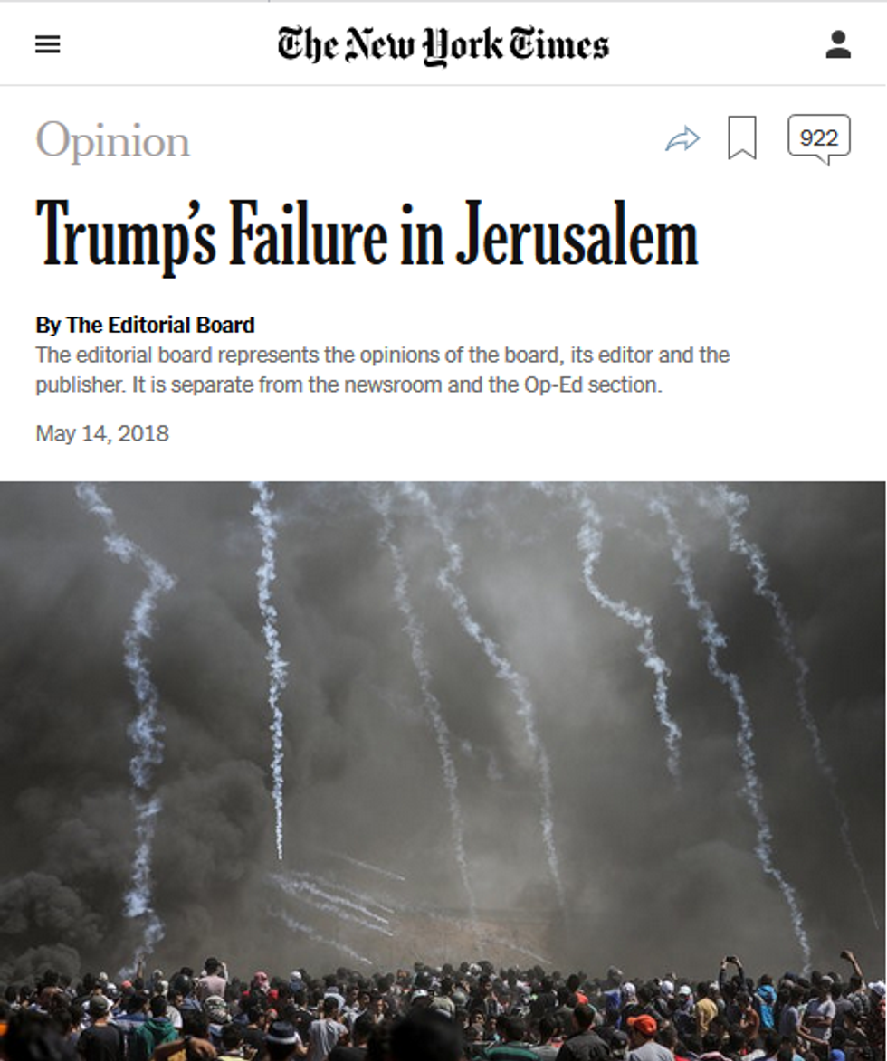 NYT: Trump's Failure in Jerusalem