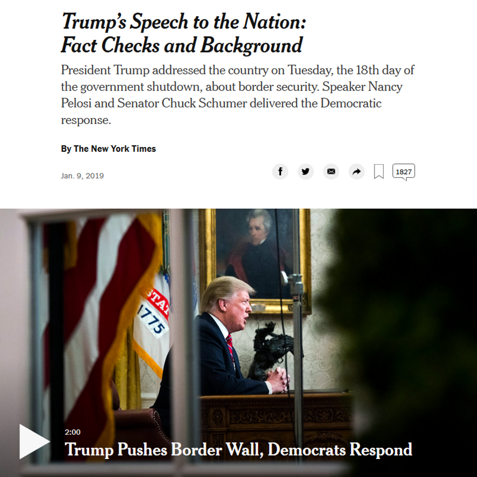 NYT: Trump's Speech to the Nation: Fact Checks and Background