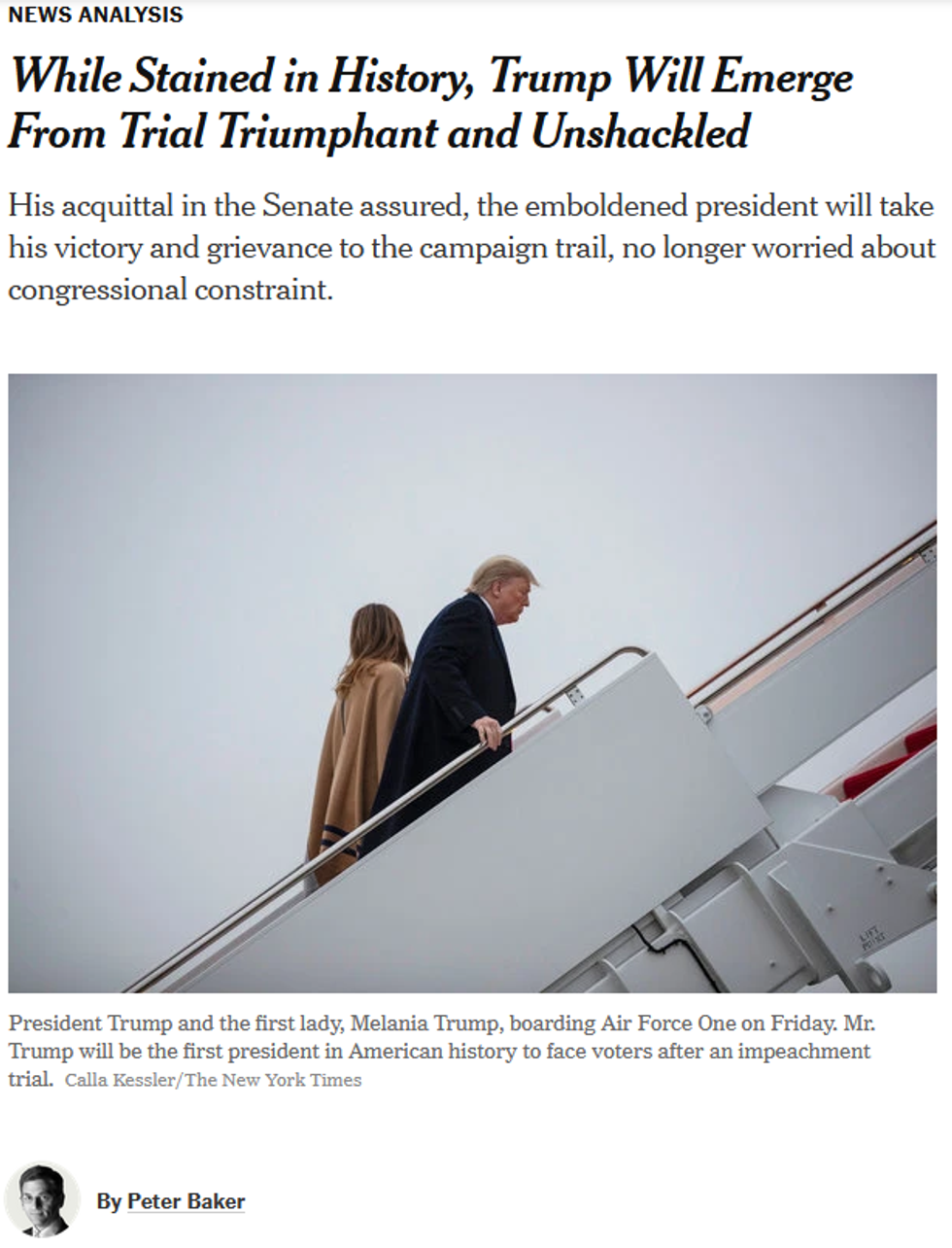 NYT: While Stained in History, Trump Will Emerge From Trial Triumphant and Unshackled